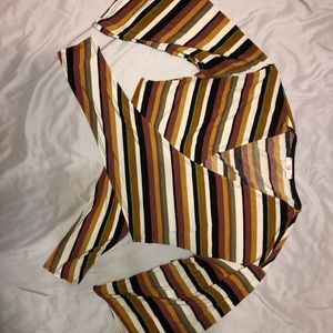 Long Sleeve Striped Crop Top Blouse💫